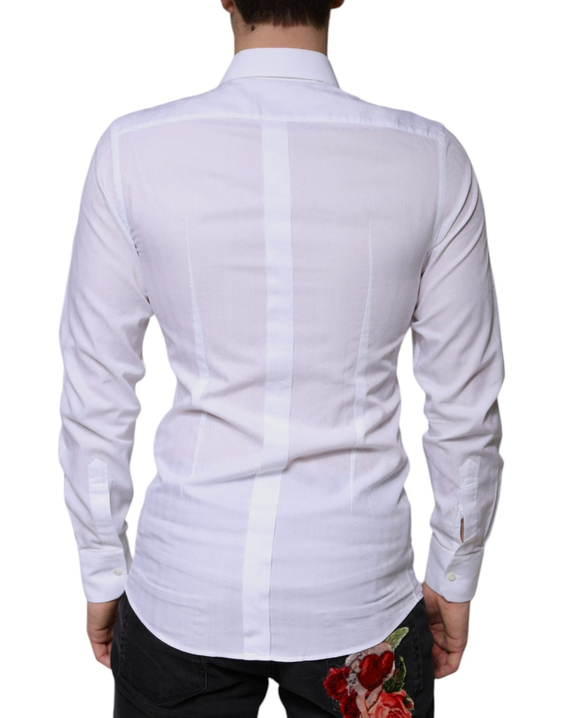 Dolce & Gabbana White Cotton Formal Men GOLD Dress Shirt - RIMODA
