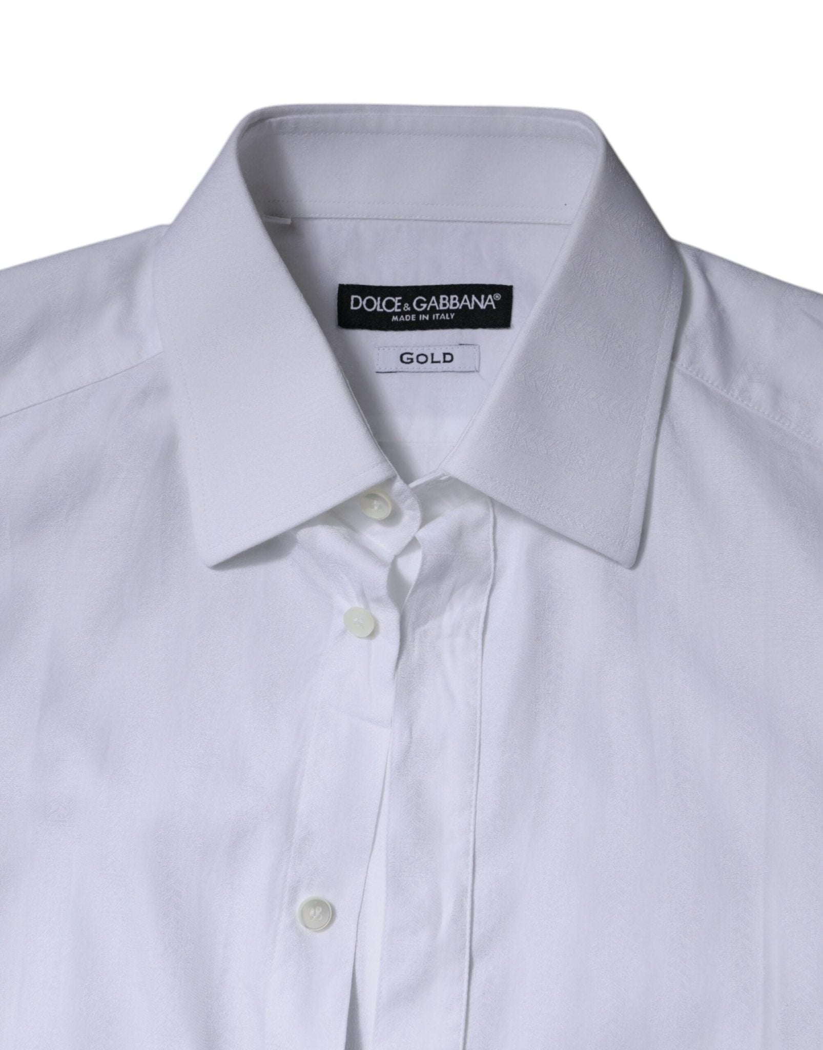 Dolce & Gabbana White Cotton Formal Men GOLD Dress Shirt - RIMODA