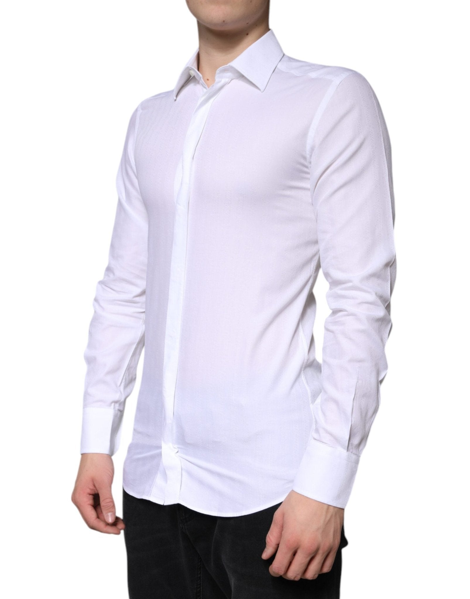 Dolce & Gabbana White Cotton Formal Men GOLD Dress Shirt - RIMODA