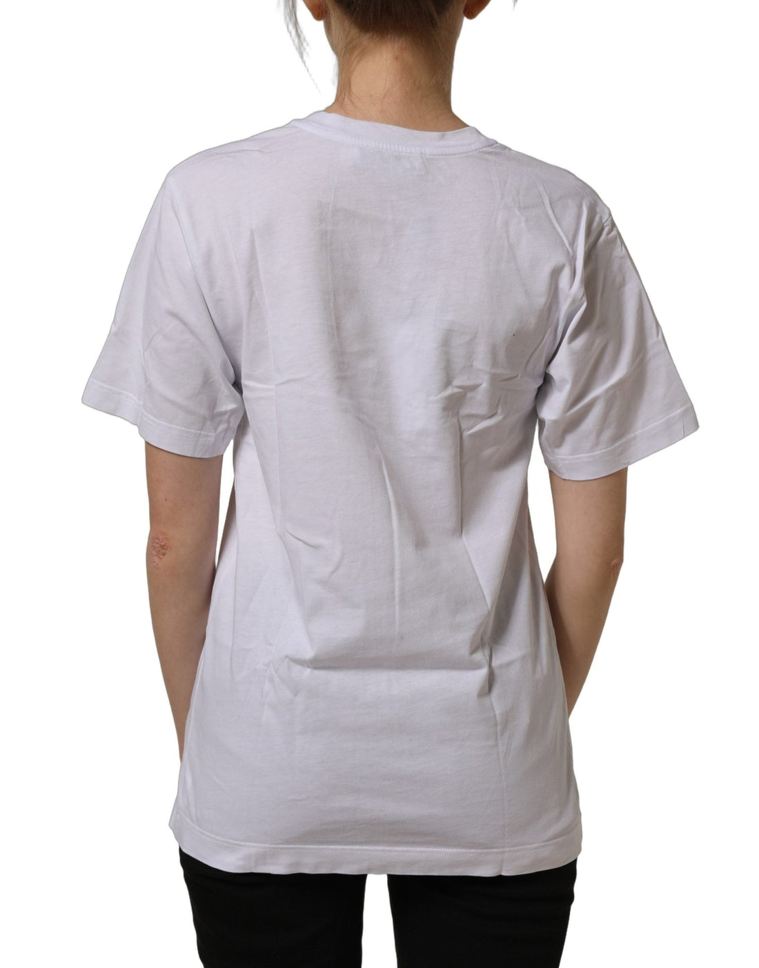 Dolce & Gabbana White Cotton Gold DG Logo Crew Neck T-shirt - RIMODA