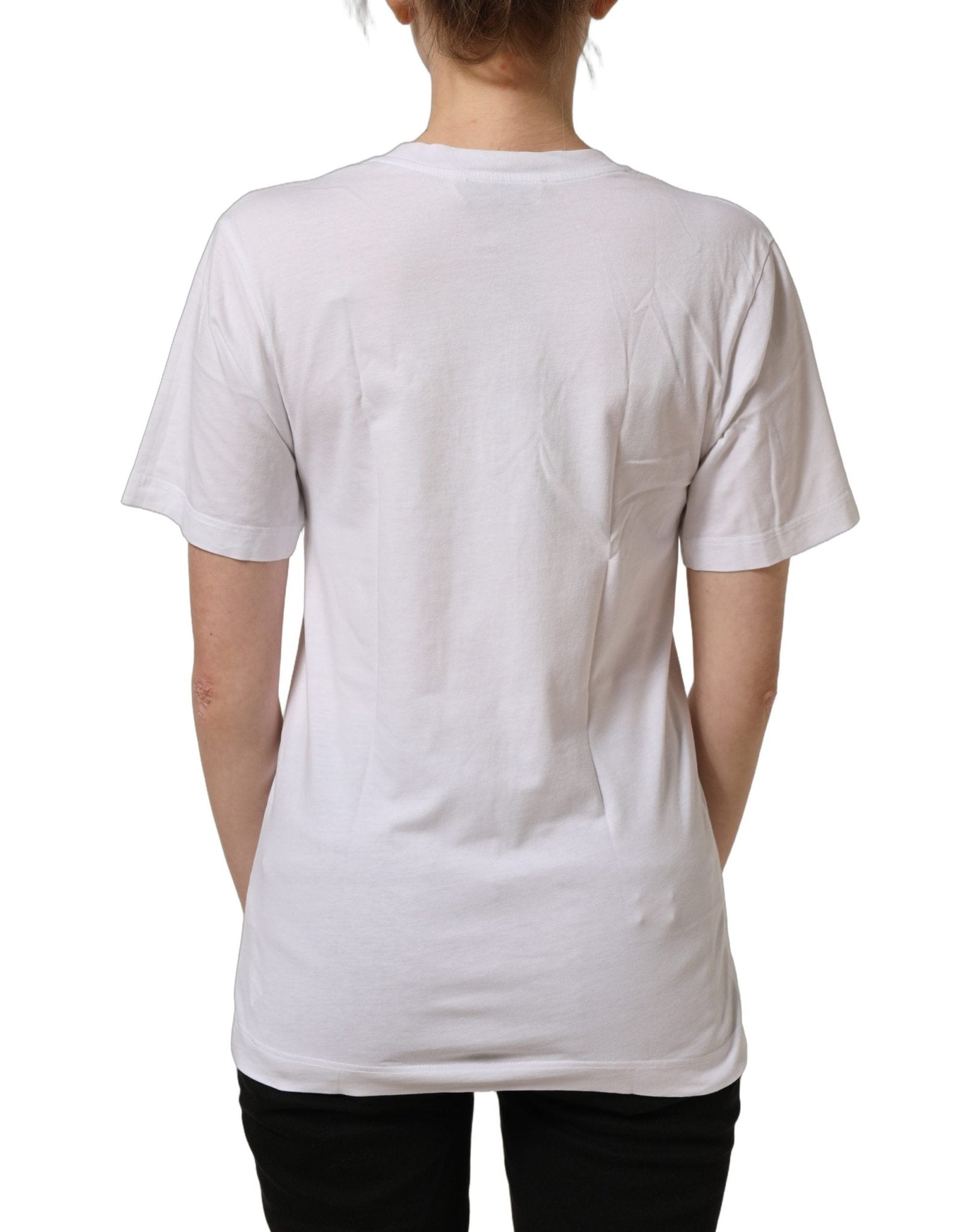 Dolce & Gabbana White Cotton Gold DG Logo V-Neck T-shirt - RIMODA