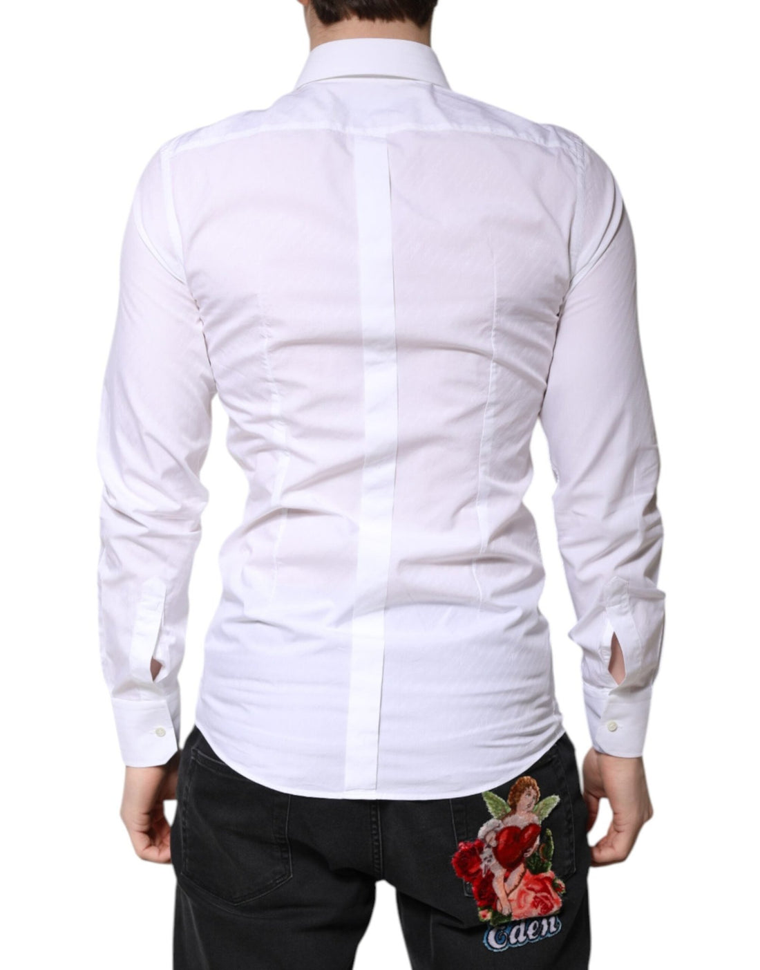 Dolce & Gabbana White Cotton GOLD Dress Formal Collared Shirt - RIMODA