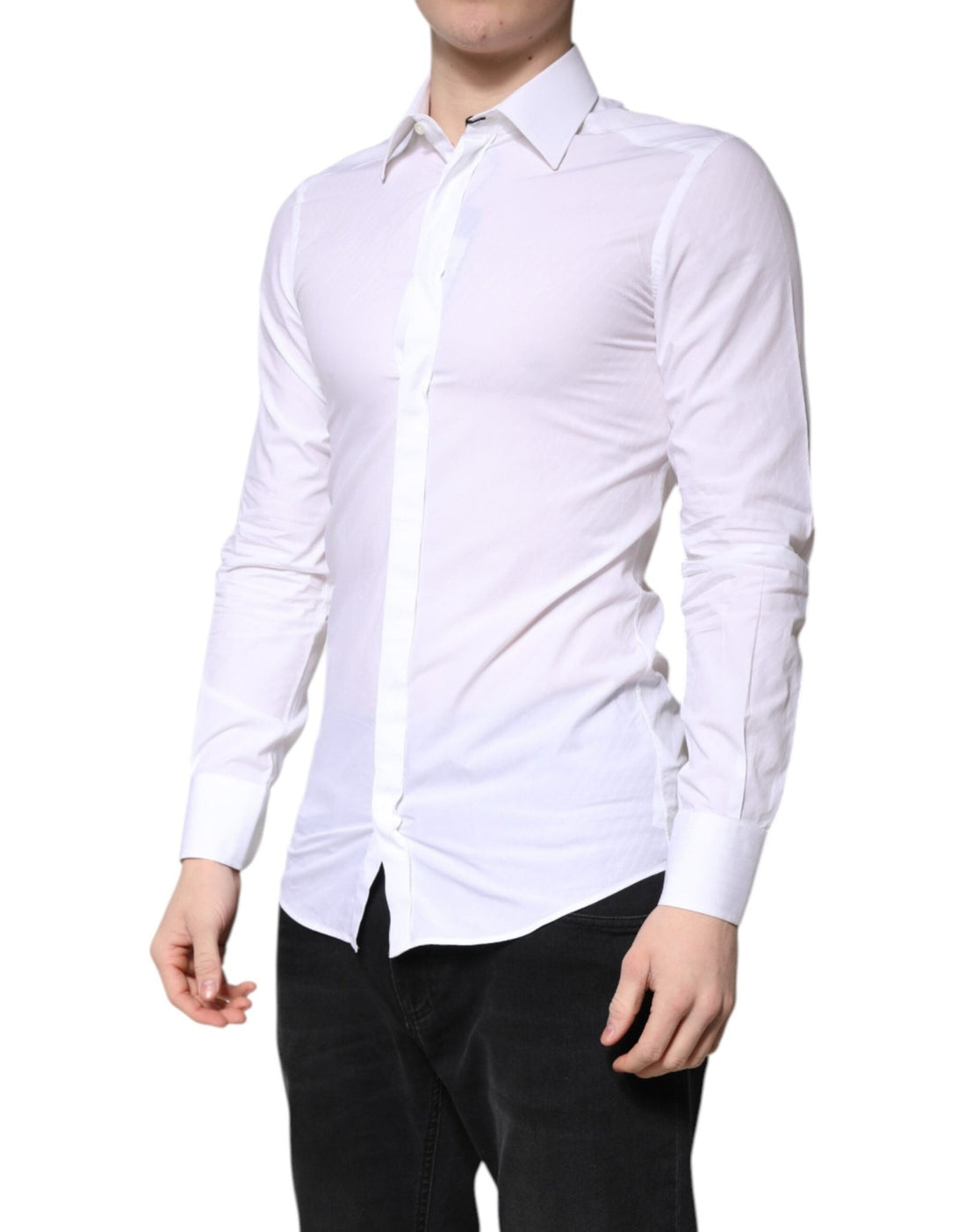 Dolce & Gabbana White Cotton GOLD Dress Formal Collared Shirt - RIMODA