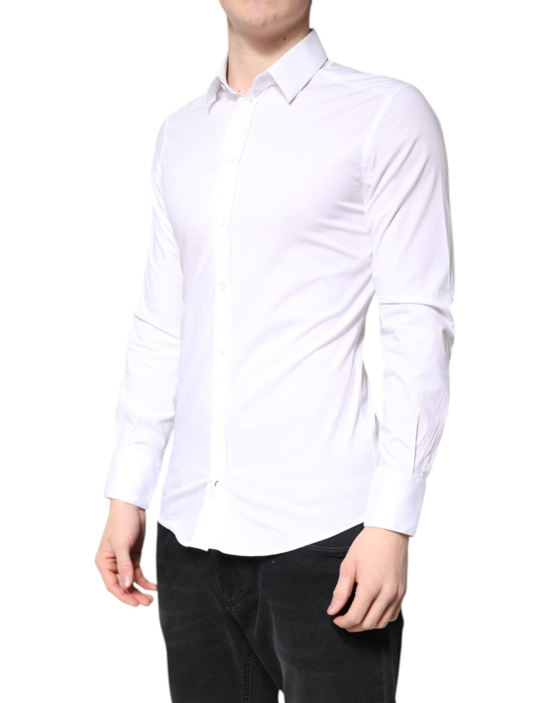 Dolce & Gabbana White Cotton GOLD Dress Formal Collared Shirt - RIMODA