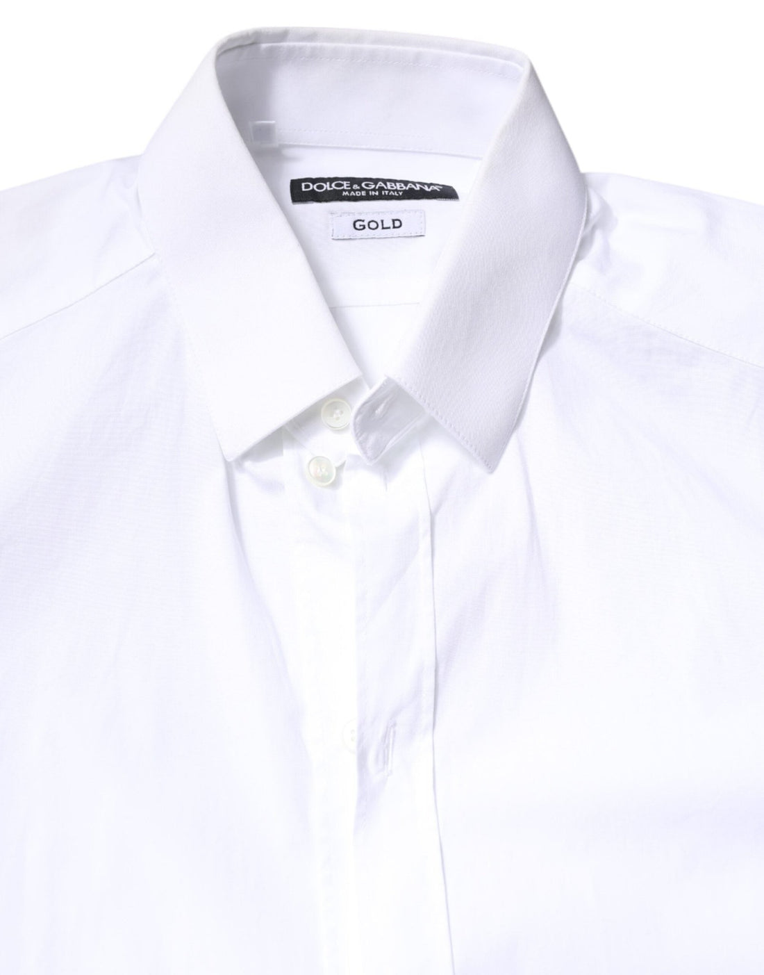 Dolce & Gabbana White Cotton GOLD Dress Formal Collared Shirt - RIMODA