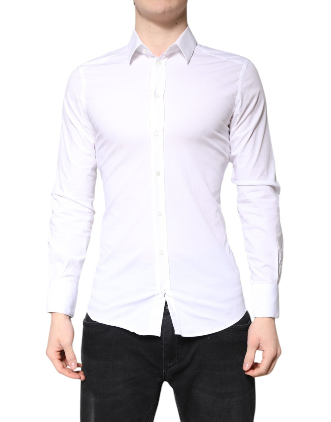 Dolce & Gabbana White Cotton GOLD Dress Formal Collared Shirt - RIMODA