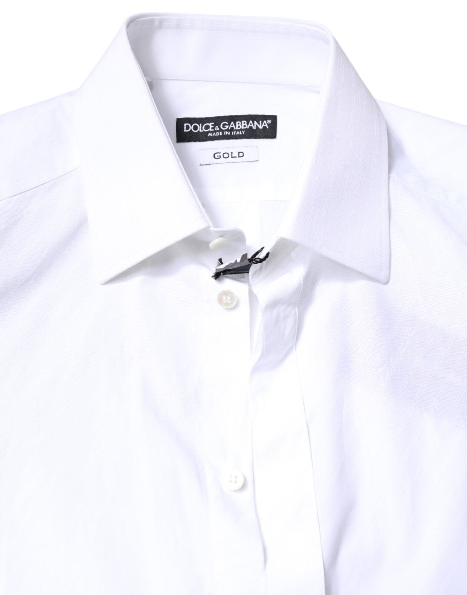 Dolce & Gabbana White Cotton GOLD Dress Formal Collared Shirt - RIMODA