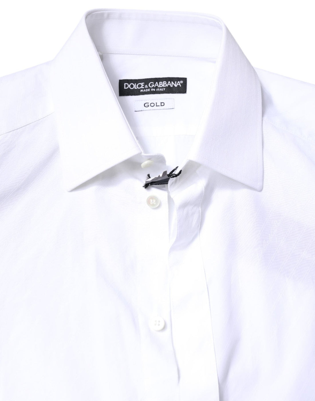 Dolce & Gabbana White Cotton GOLD Dress Formal Collared Shirt - RIMODA