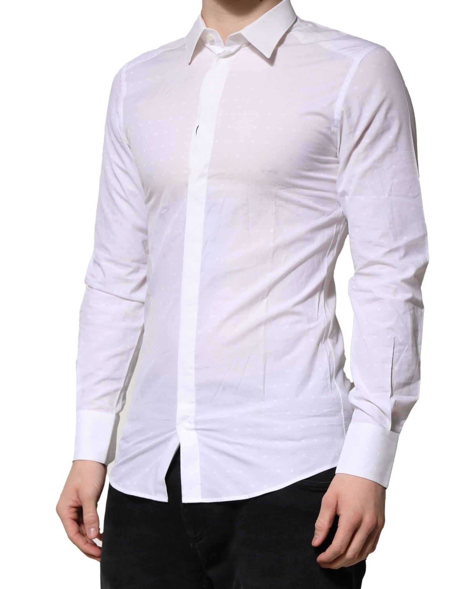 Dolce & Gabbana White Cotton GOLD Dress Formal Shirt - RIMODA