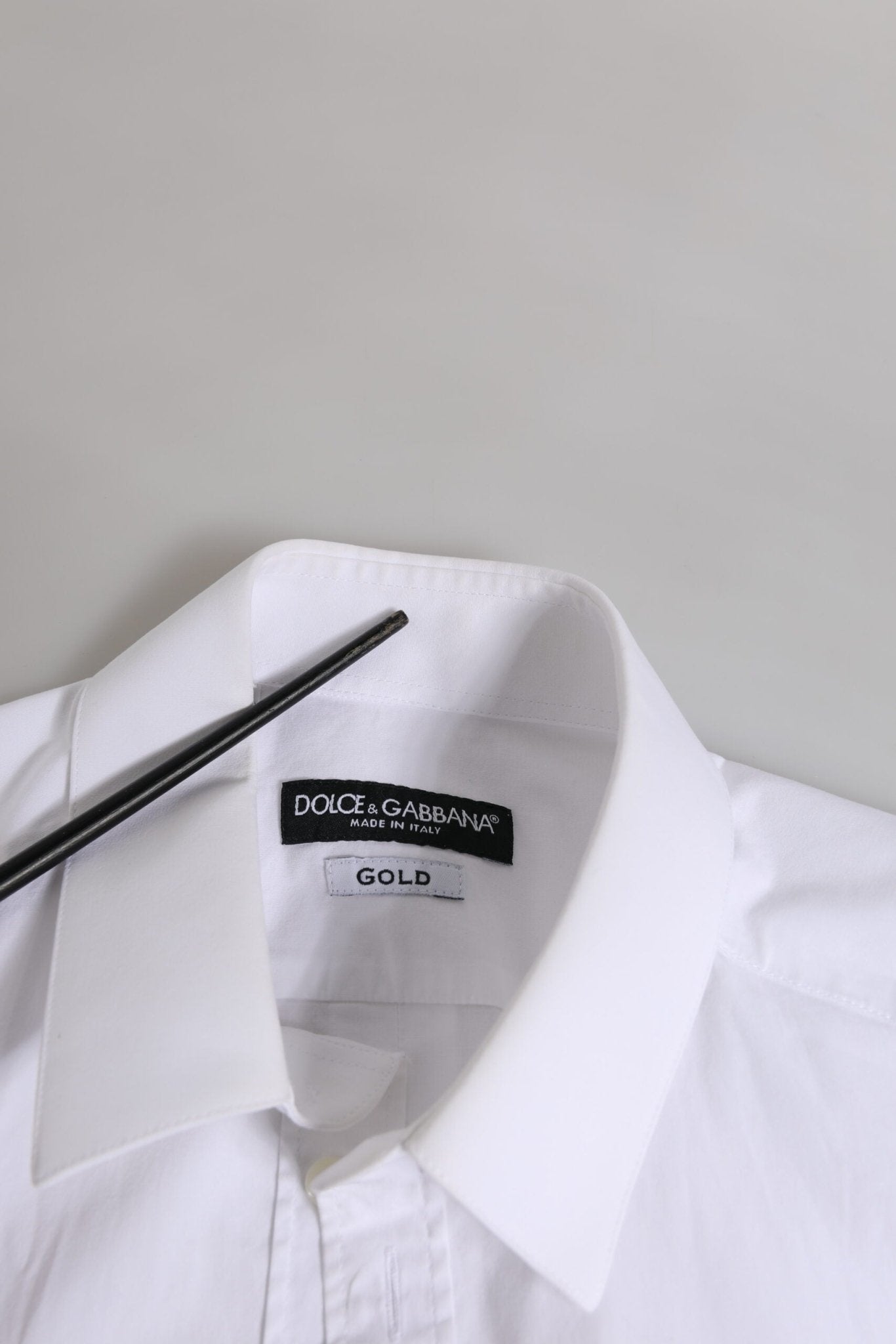 Dolce & Gabbana White Cotton GOLD Long Sleeve Men Dress Shirt - RIMODA