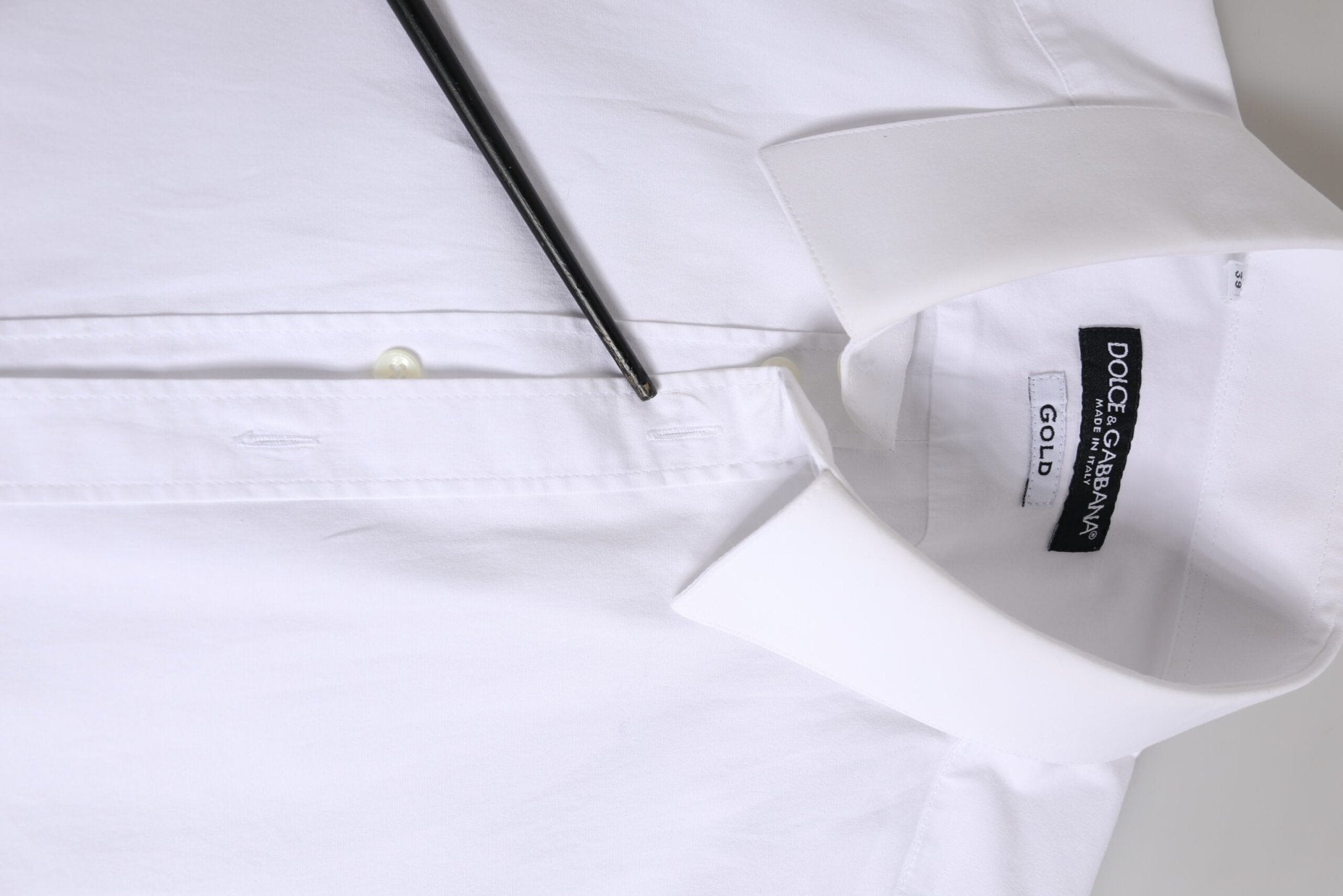 Dolce & Gabbana White Cotton GOLD Long Sleeve Men Dress Shirt - RIMODA