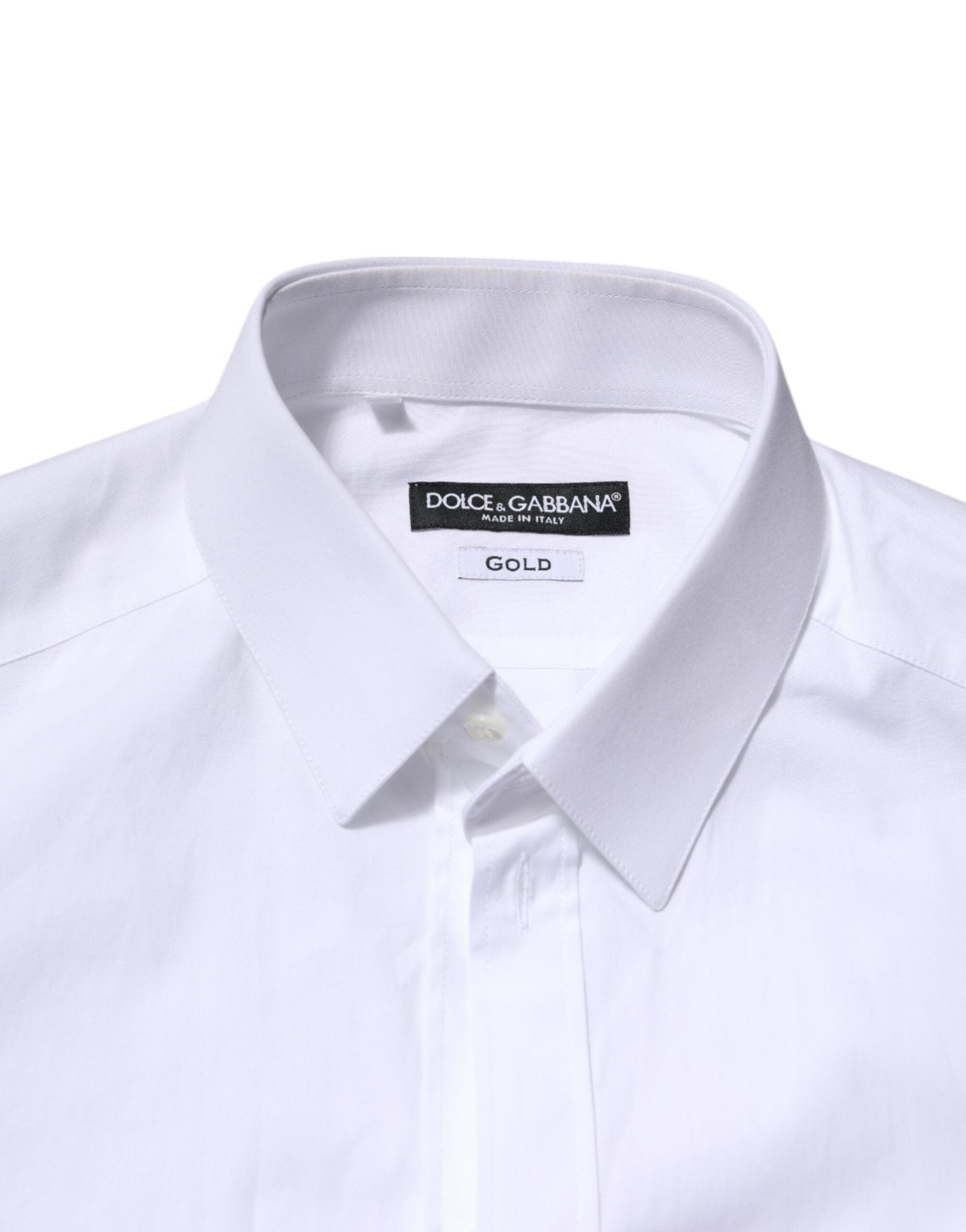 Dolce & Gabbana White Cotton GOLD Long Sleeve Men Dress Shirt - RIMODA