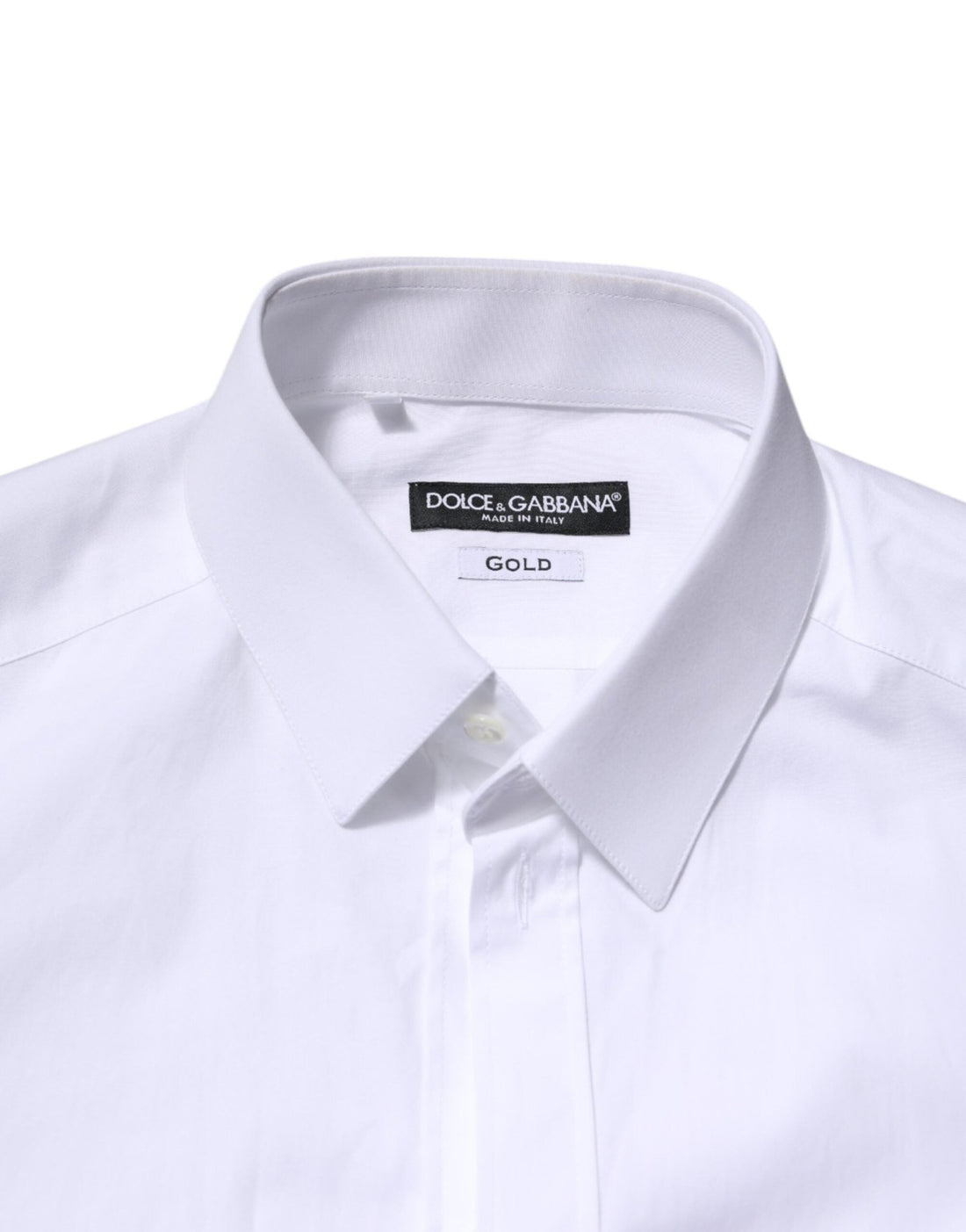 Dolce & Gabbana White Cotton GOLD Long Sleeve Men Dress Shirt - RIMODA