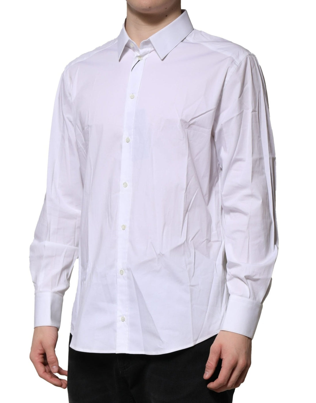 Dolce & Gabbana White Cotton GOLD Long Sleeves Dress Shirt - RIMODA