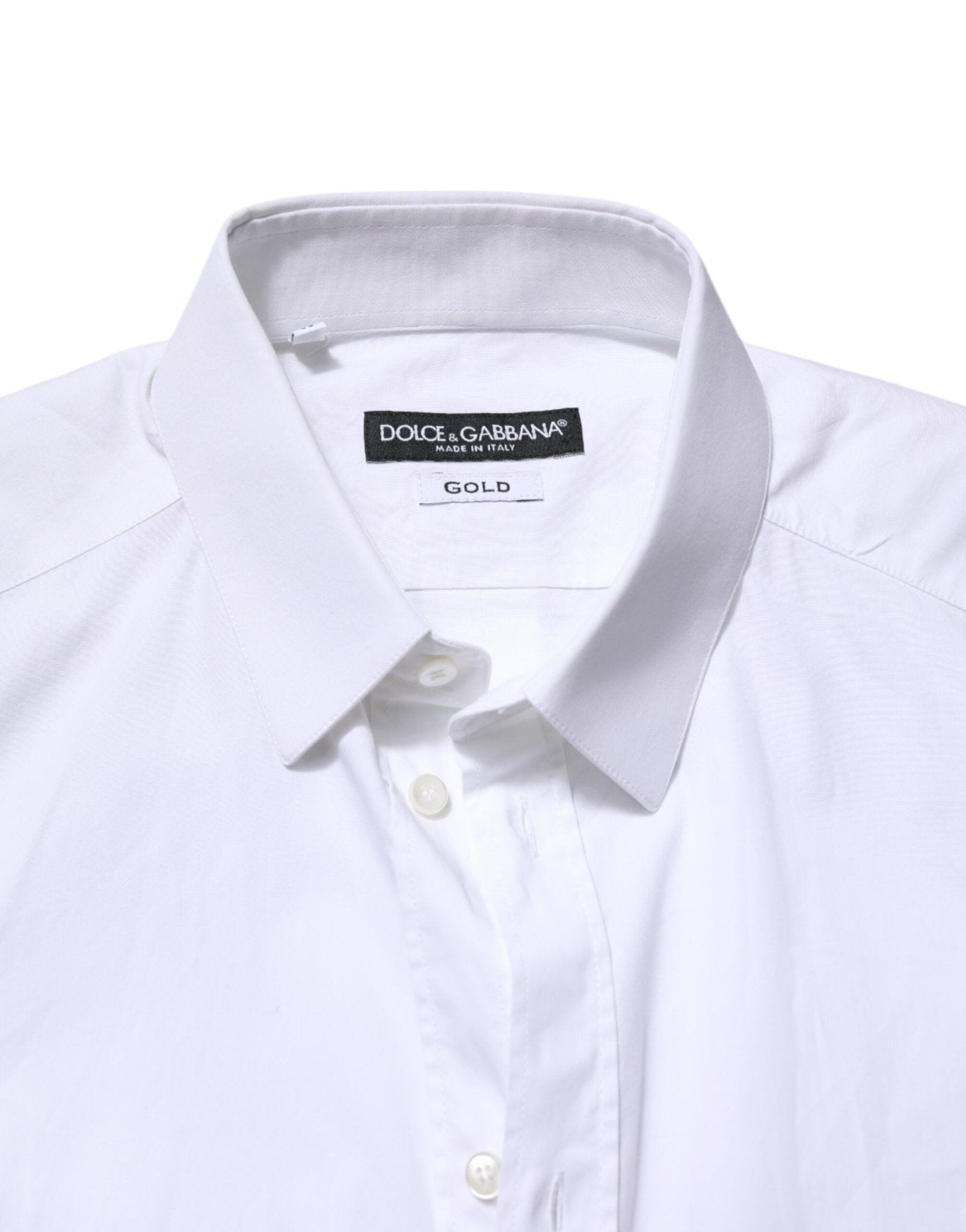 Dolce & Gabbana White Cotton GOLD Long Sleeves Dress Shirt - RIMODA