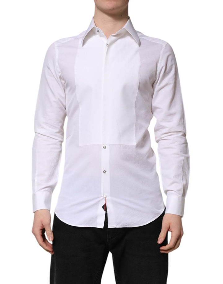 Dolce & Gabbana White Cotton GOLD Long Sleeves Dress Shirt - RIMODA