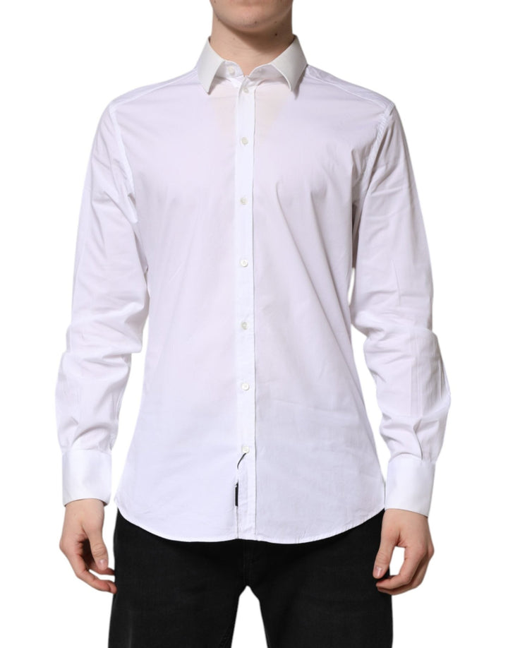Dolce & Gabbana White Cotton GOLD Long Sleeves Dress Shirt - RIMODA