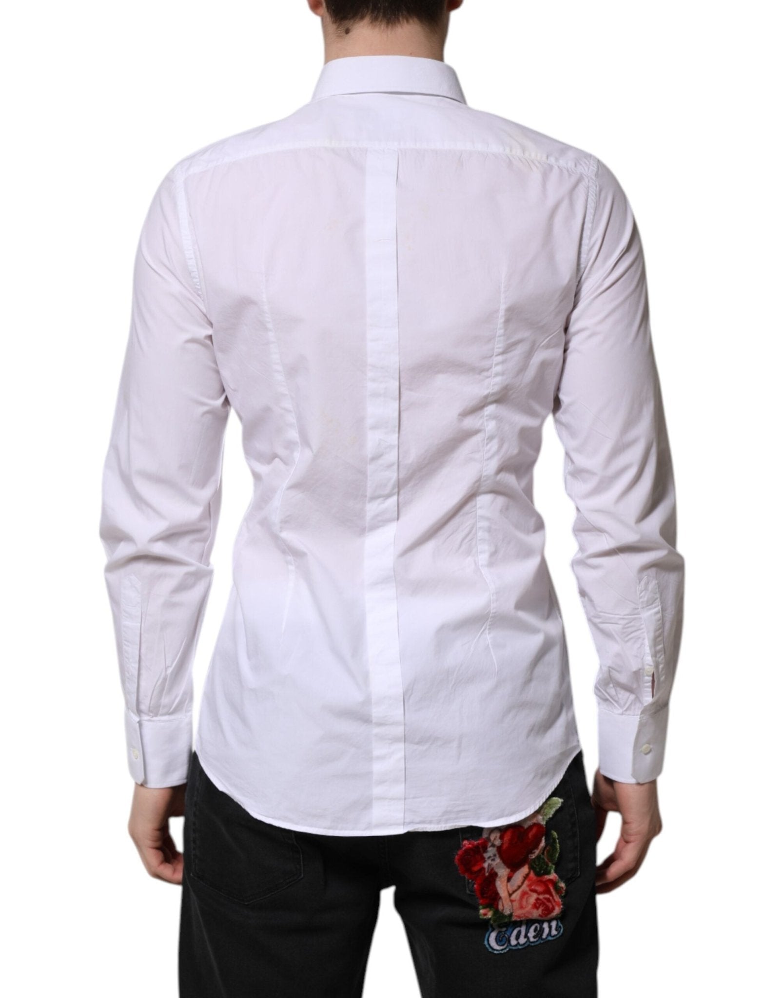 Dolce & Gabbana White Cotton GOLD Long Sleeves Dress Shirt - RIMODA