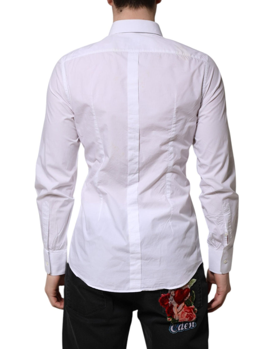 Dolce & Gabbana White Cotton GOLD Long Sleeves Dress Shirt - RIMODA