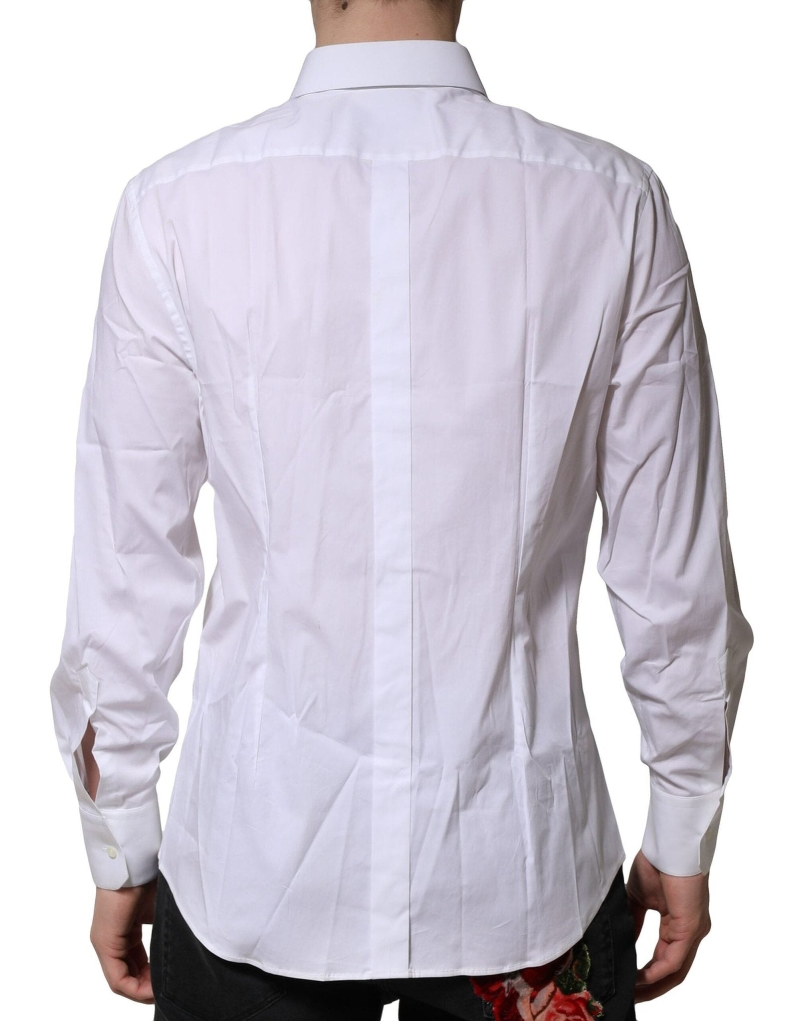 Dolce & Gabbana White Cotton GOLD Long Sleeves Dress Shirt - RIMODA