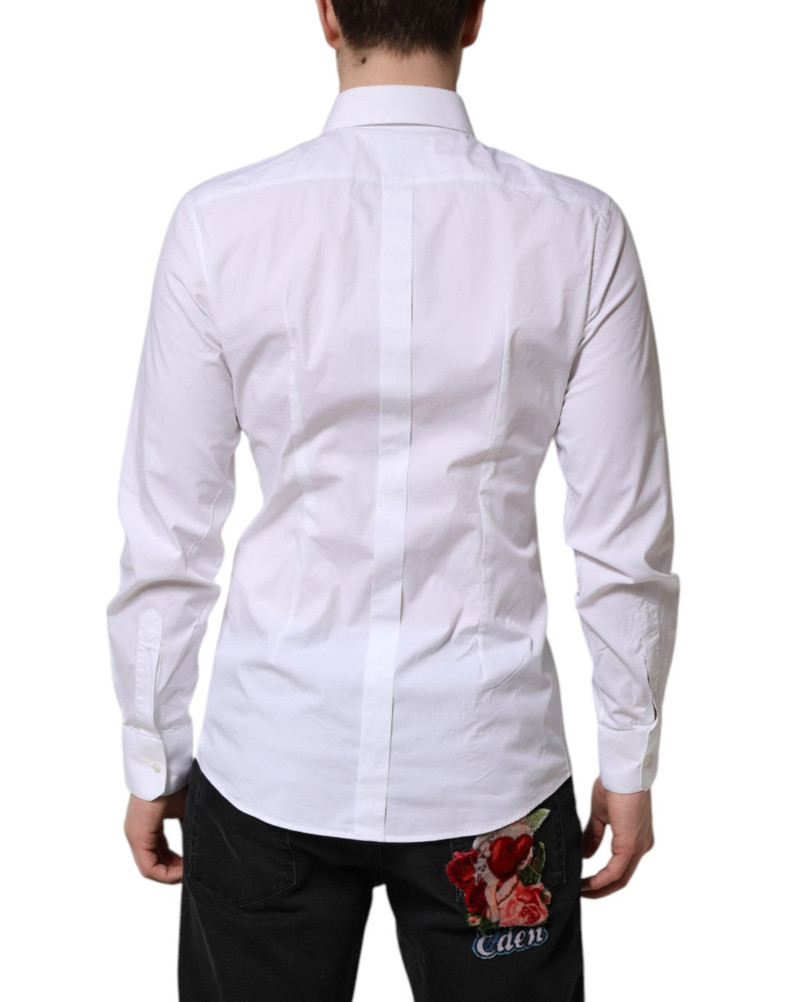 Dolce & Gabbana White Cotton GOLD Long Sleeves Dress Shirt - RIMODA