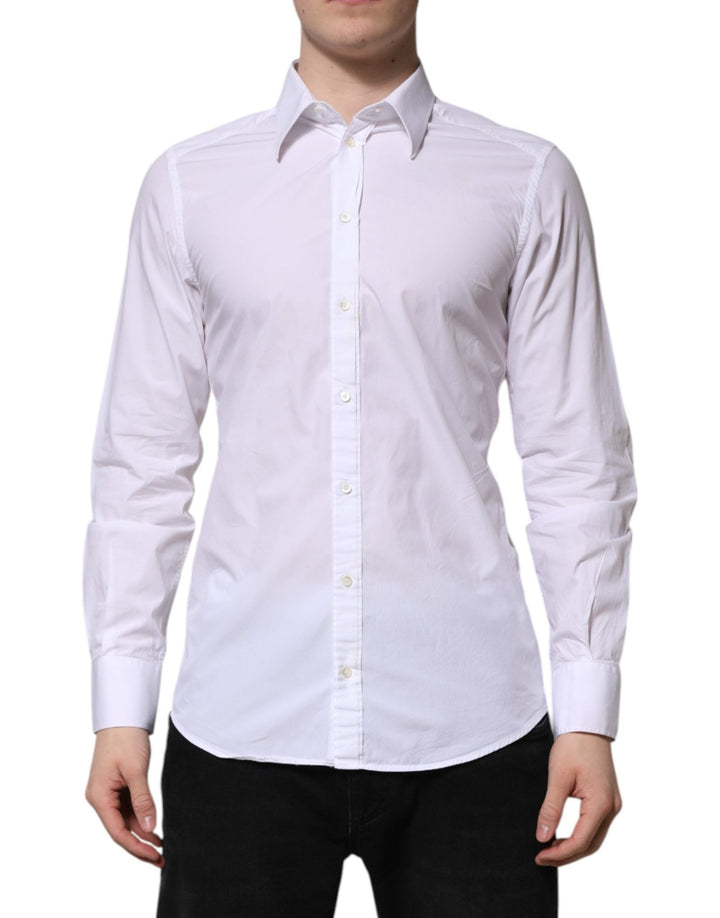 Dolce & Gabbana White Cotton GOLD Long Sleeves Dress Shirt - RIMODA