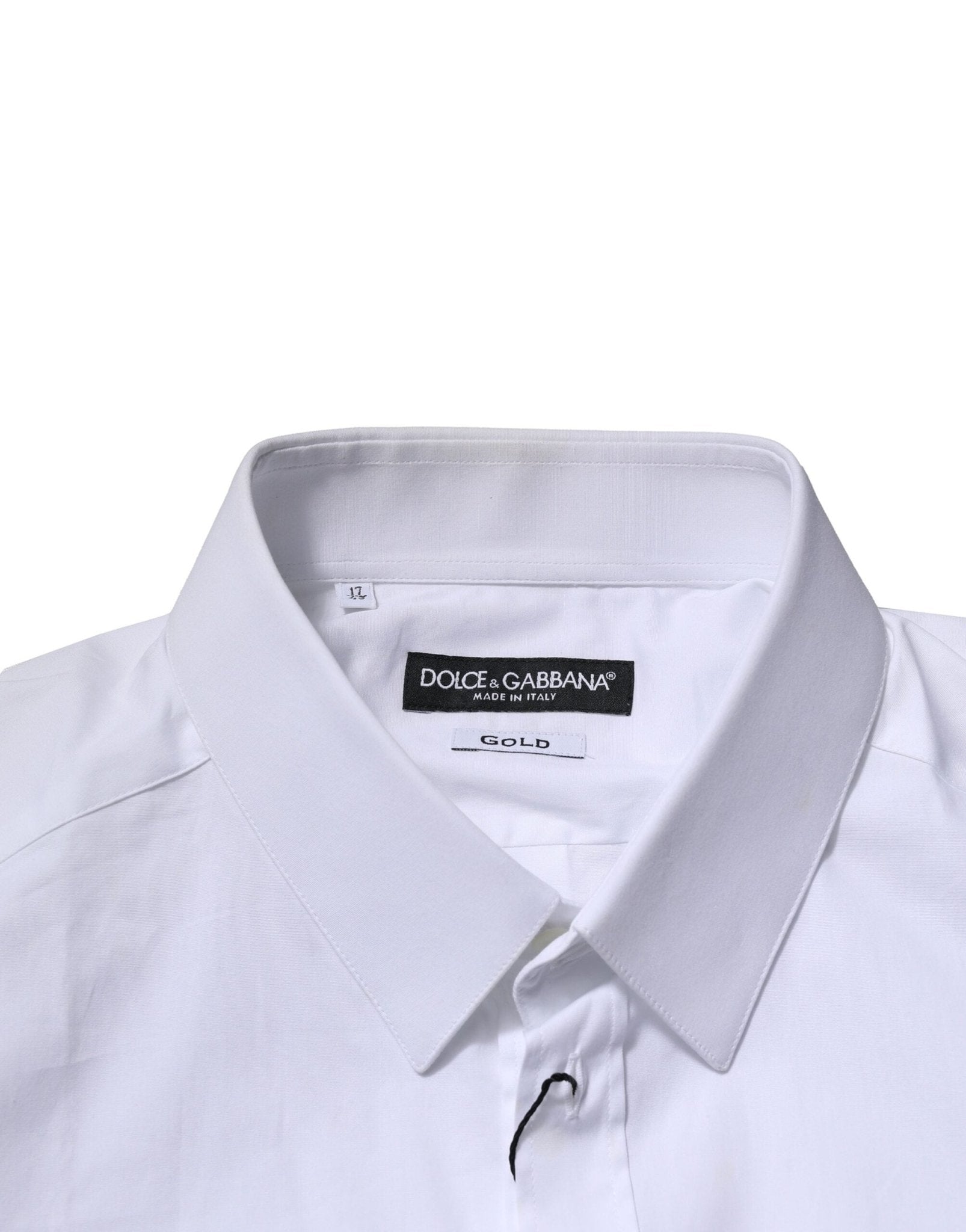 Dolce & Gabbana White Cotton GOLD Long Sleeves Dress Shirt - RIMODA