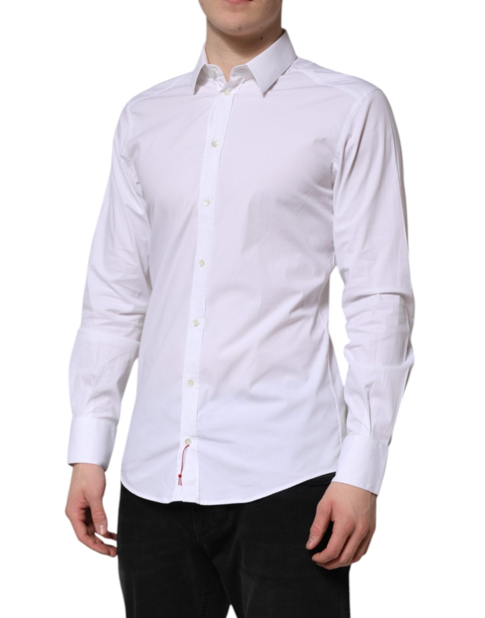 Dolce & Gabbana White Cotton GOLD Long Sleeves Dress Shirt - RIMODA