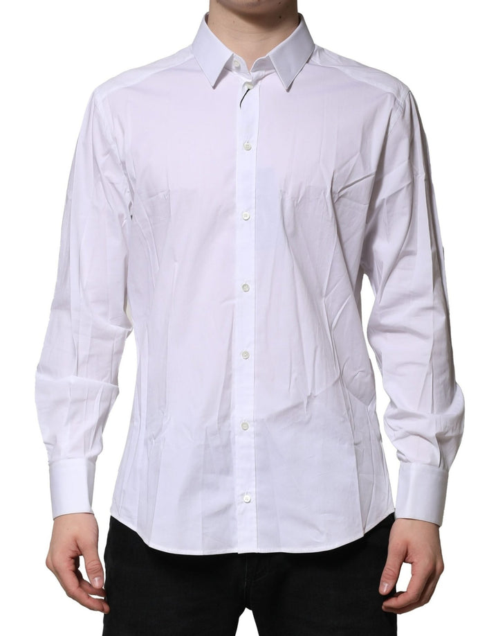 Dolce & Gabbana White Cotton GOLD Long Sleeves Dress Shirt - RIMODA