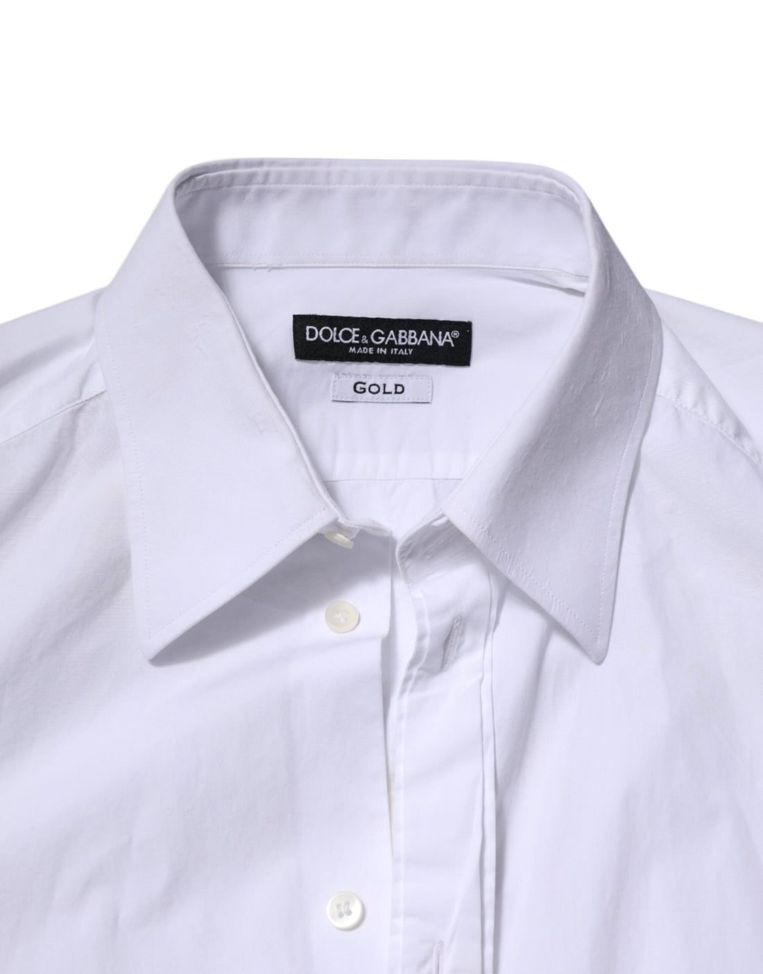 Dolce & Gabbana White Cotton GOLD Long Sleeves Dress Shirt - RIMODA