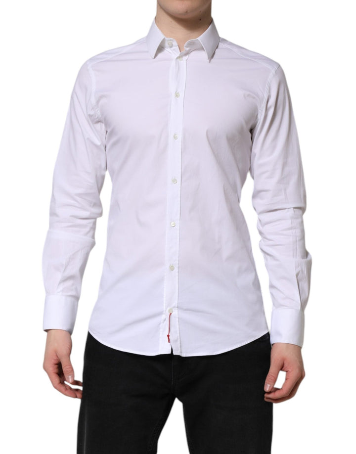 Dolce & Gabbana White Cotton GOLD Long Sleeves Dress Shirt - RIMODA