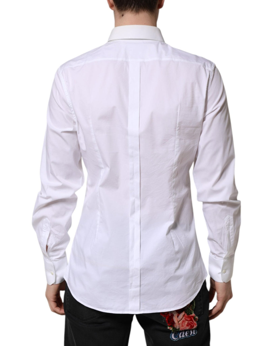 Dolce & Gabbana White Cotton GOLD Long Sleeves Dress Shirt - RIMODA