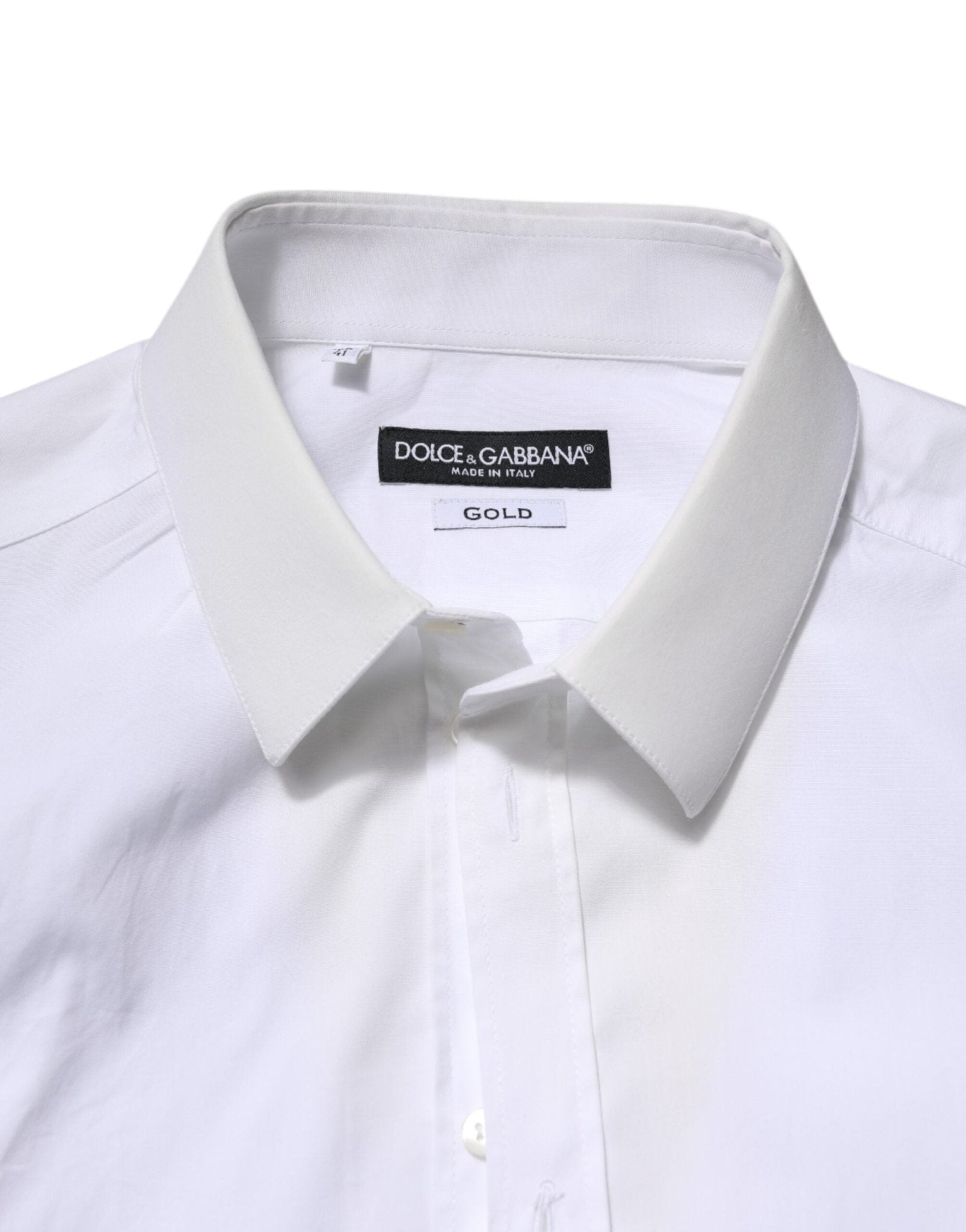 Dolce & Gabbana White Cotton GOLD Long Sleeves Dress Shirt - RIMODA
