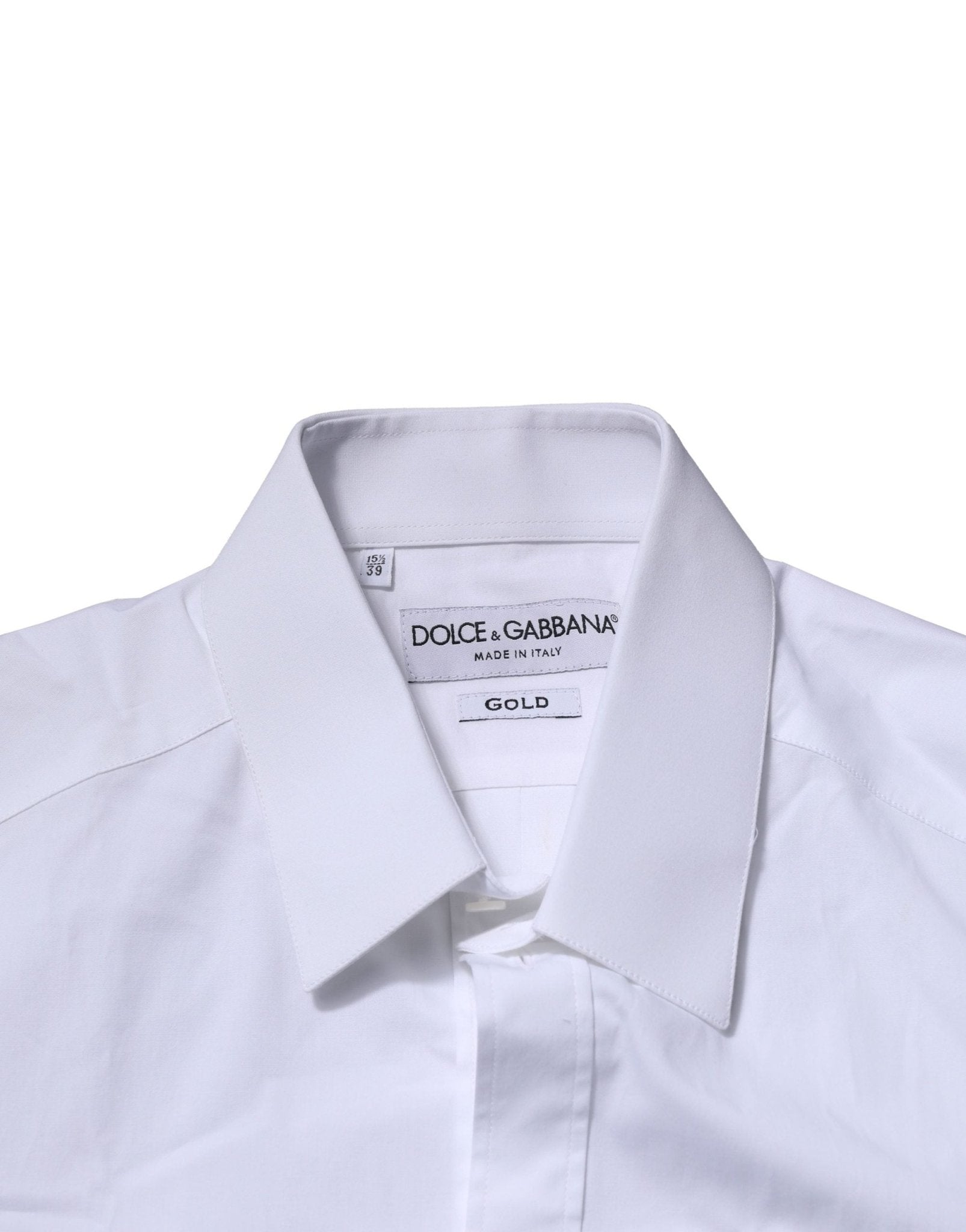 Dolce & Gabbana White Cotton GOLD Long Sleeves Formal Shirt - RIMODA