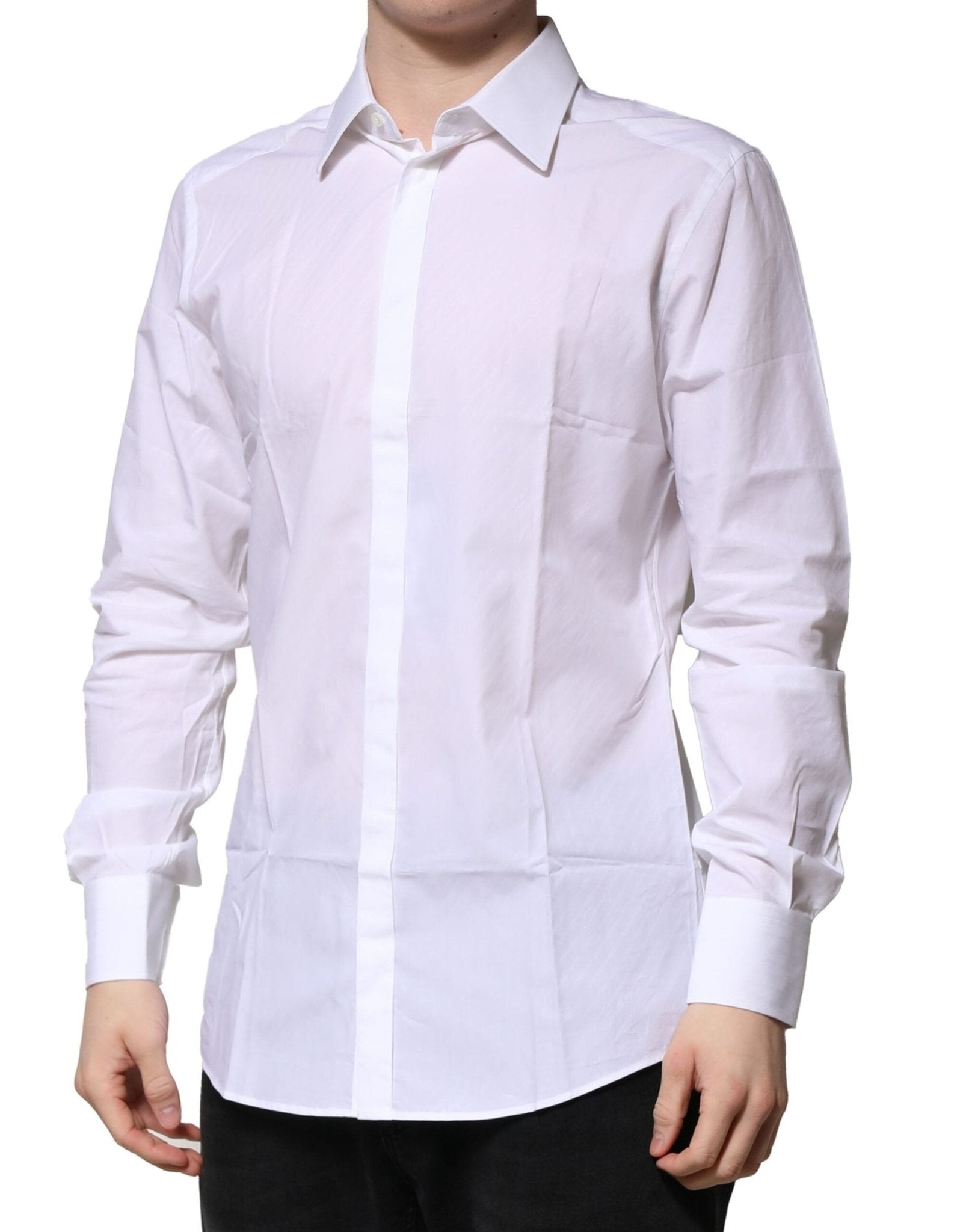 Dolce & Gabbana White Cotton GOLD Long Sleeves Formal Shirt - RIMODA