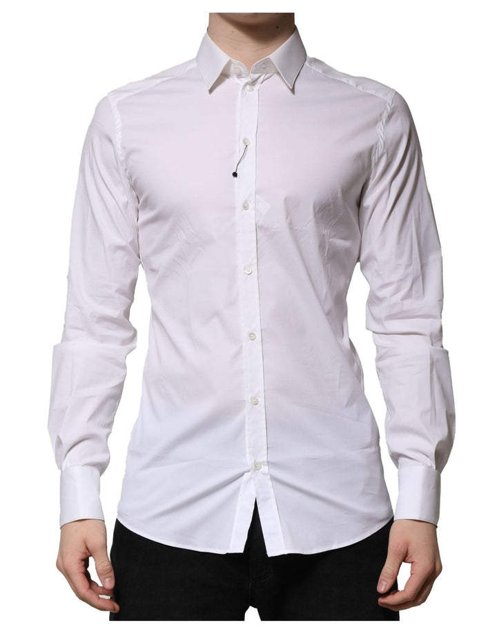 Dolce & Gabbana White Cotton GOLD Long Sleeves Formal Shirt - RIMODA