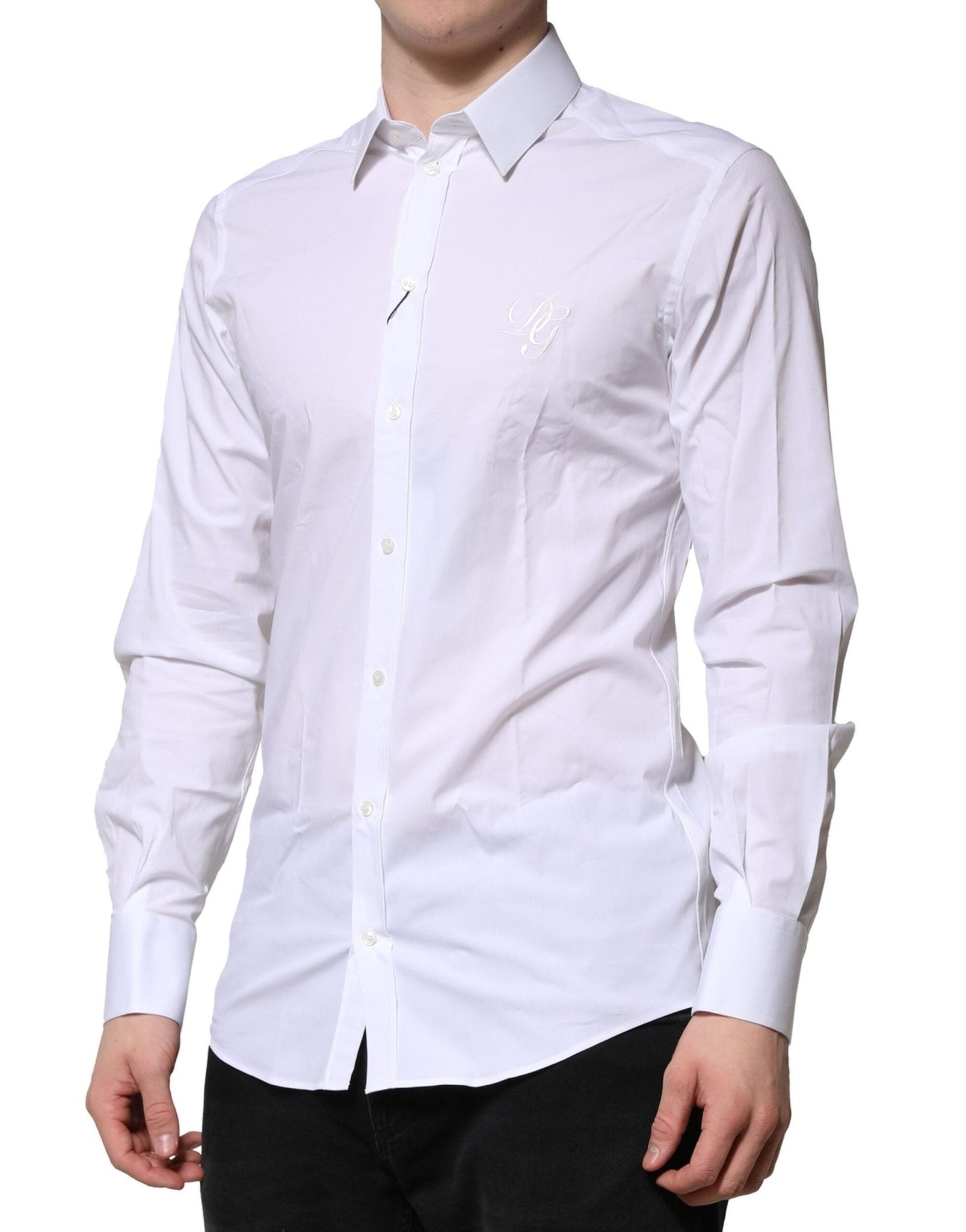 Dolce & Gabbana White Cotton GOLD Long Sleeves Formal Shirt - RIMODA