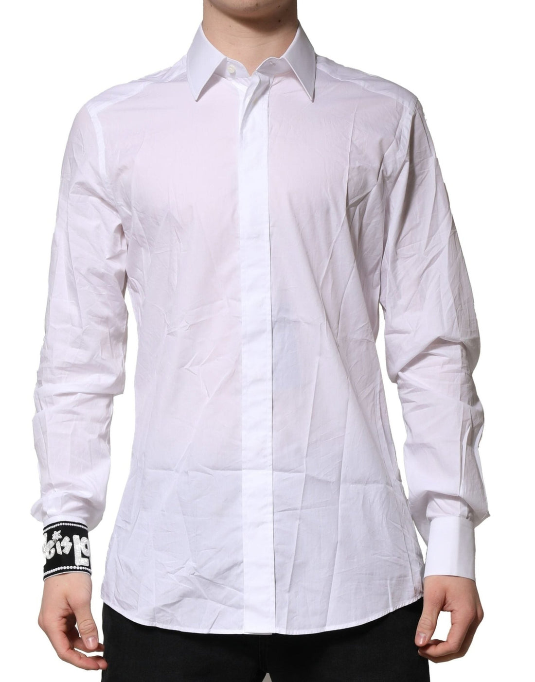 Dolce & Gabbana White Cotton GOLD Long Sleeves Formal Shirt - RIMODA