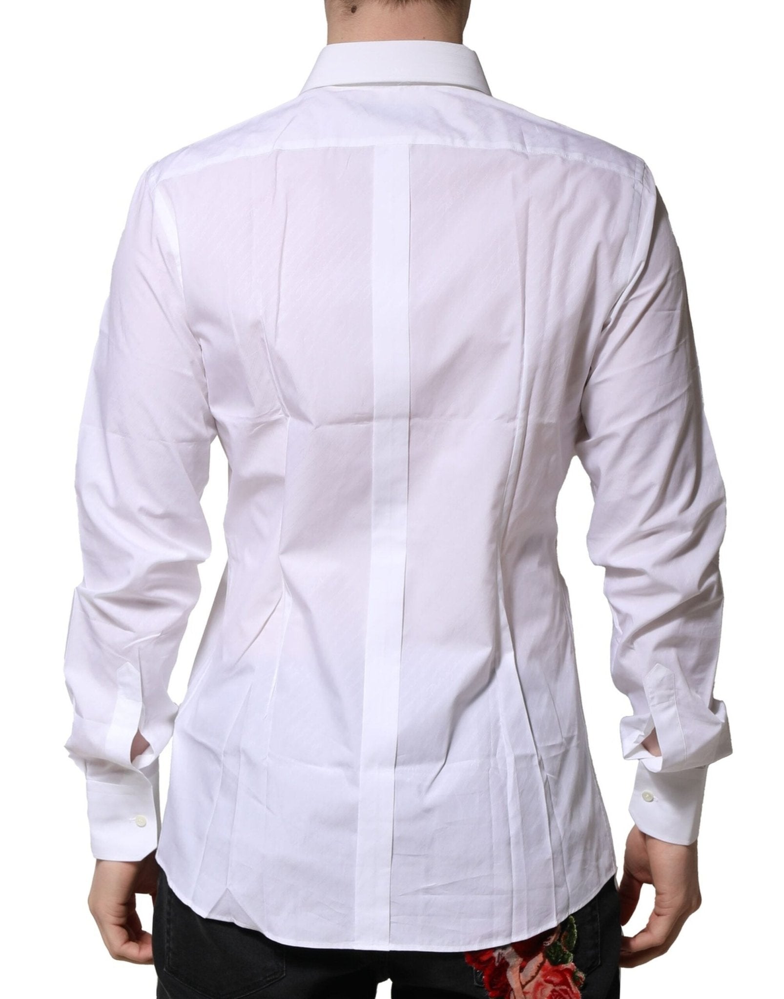 Dolce & Gabbana White Cotton GOLD Long Sleeves Formal Shirt - RIMODA