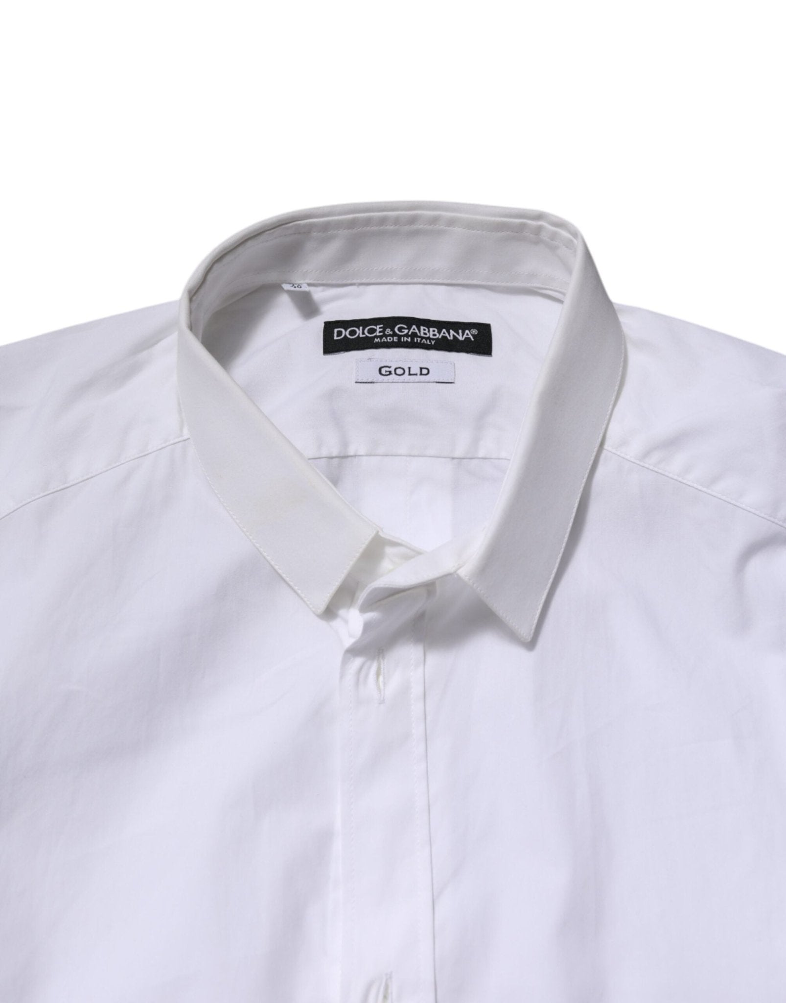Dolce & Gabbana White Cotton GOLD Long Sleeves Formal Shirt - RIMODA