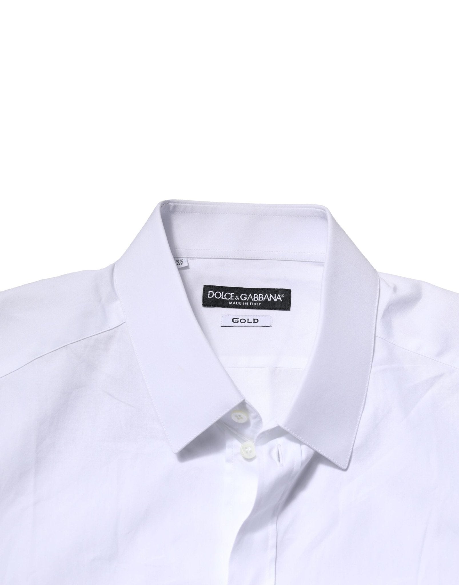 Dolce & Gabbana White Cotton GOLD Long Sleeves Formal Shirt - RIMODA