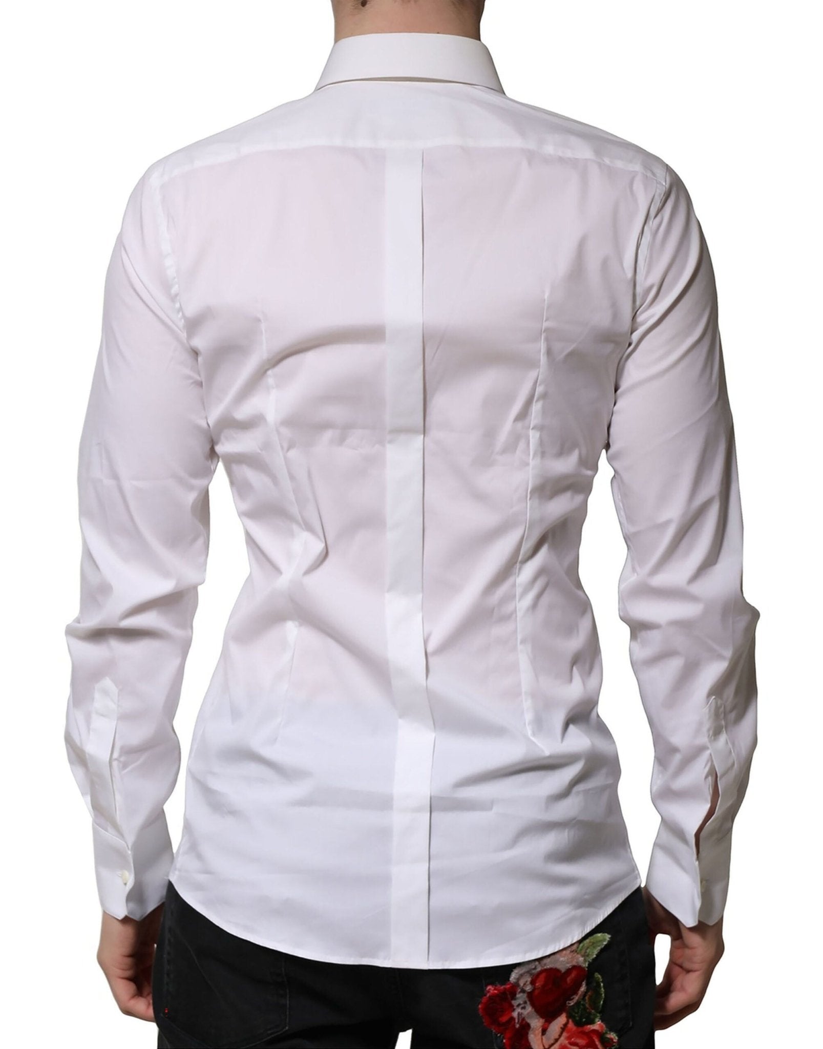 Dolce & Gabbana White Cotton GOLD Long Sleeves Formal Shirt - RIMODA
