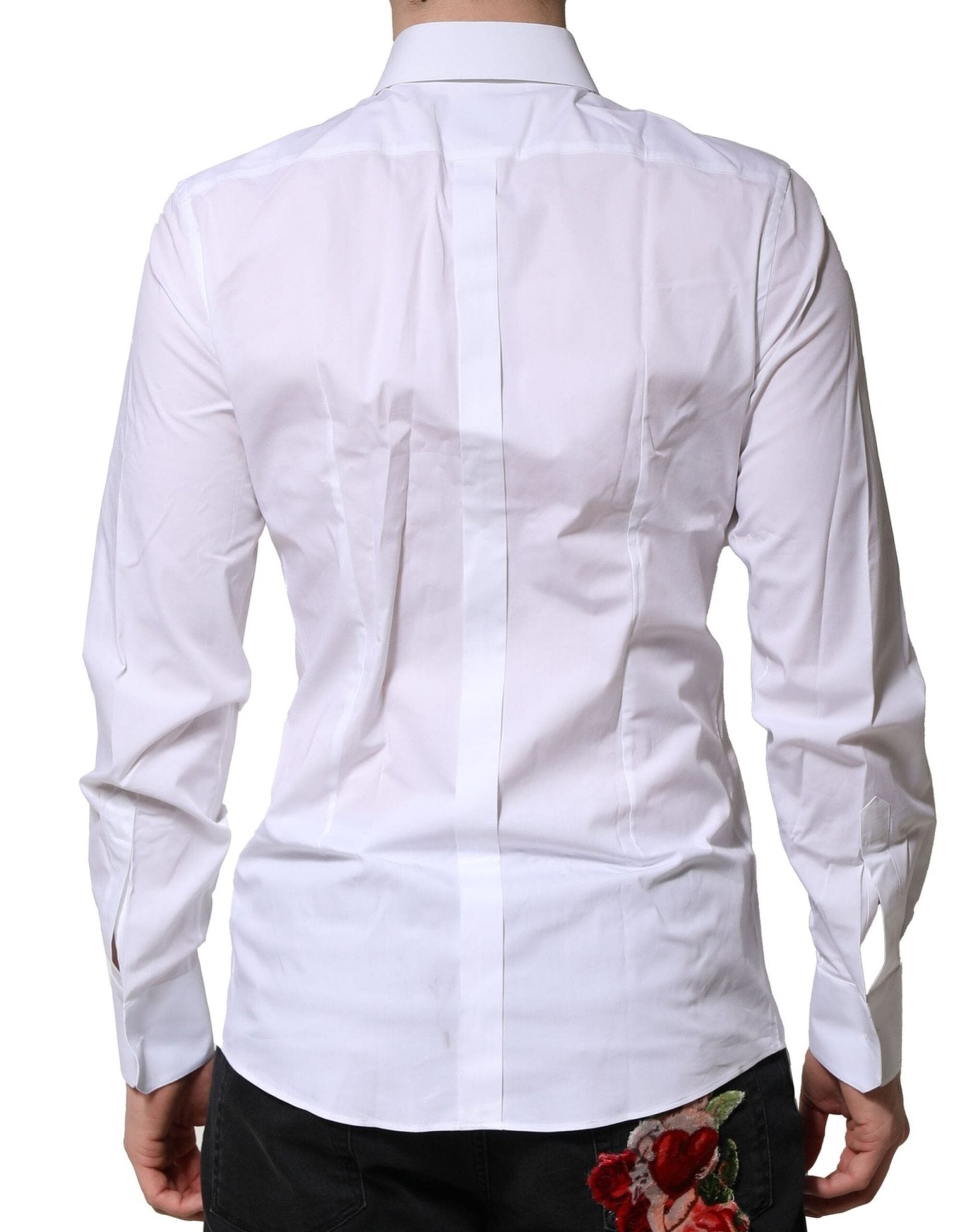 Dolce & Gabbana White Cotton GOLD Long Sleeves Formal Shirt - RIMODA