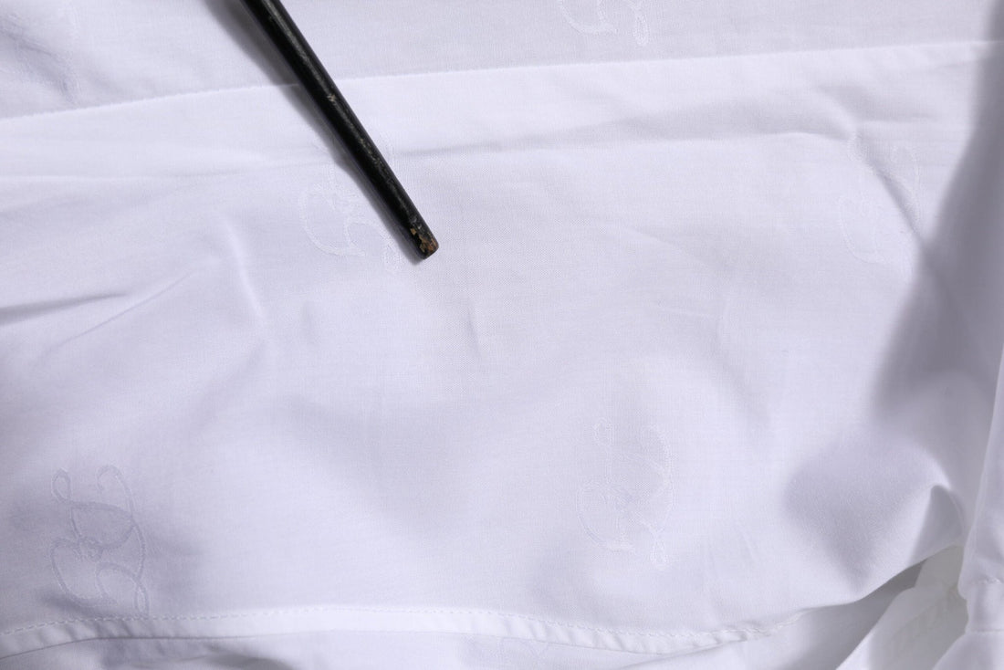 Dolce & Gabbana White Cotton GOLD Long Sleeves Formal Shirt - RIMODA
