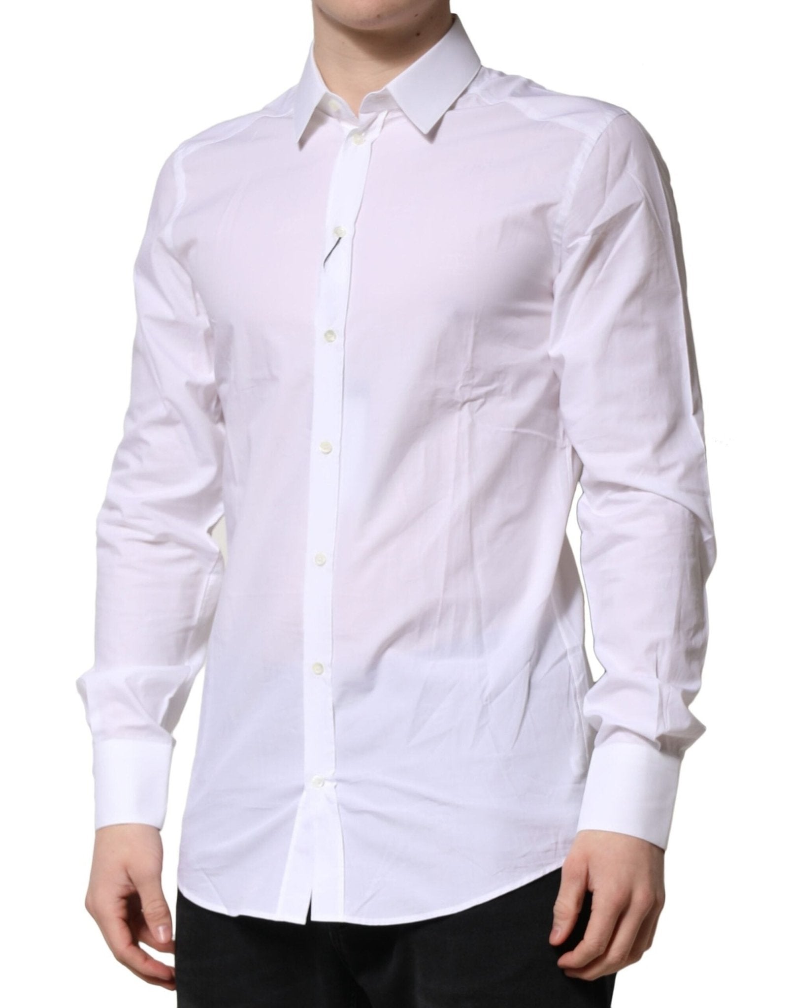 Dolce & Gabbana White Cotton GOLD Long Sleeves Formal Shirt - RIMODA