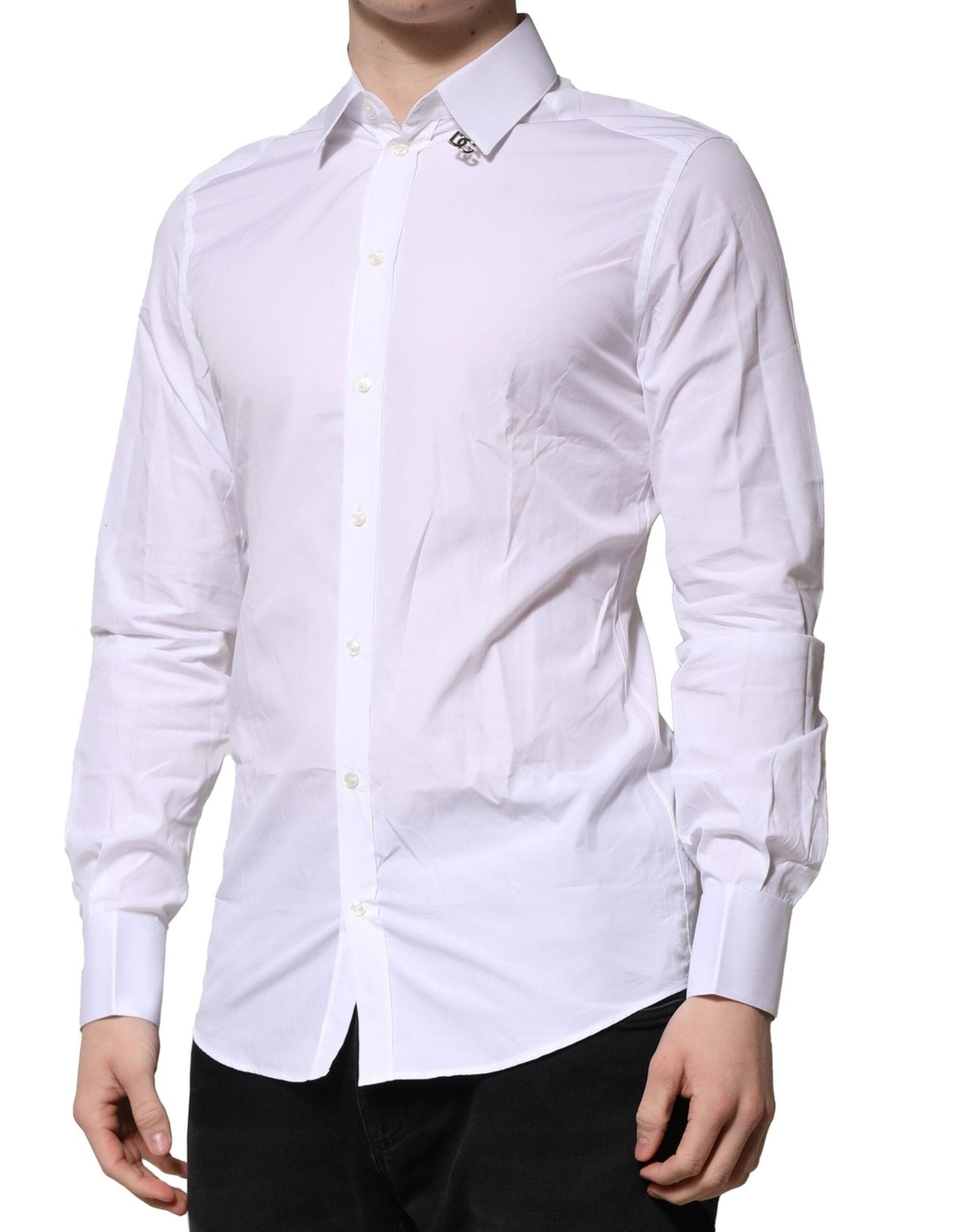 Dolce & Gabbana White Cotton GOLD Long Sleeves Formal Shirt - RIMODA