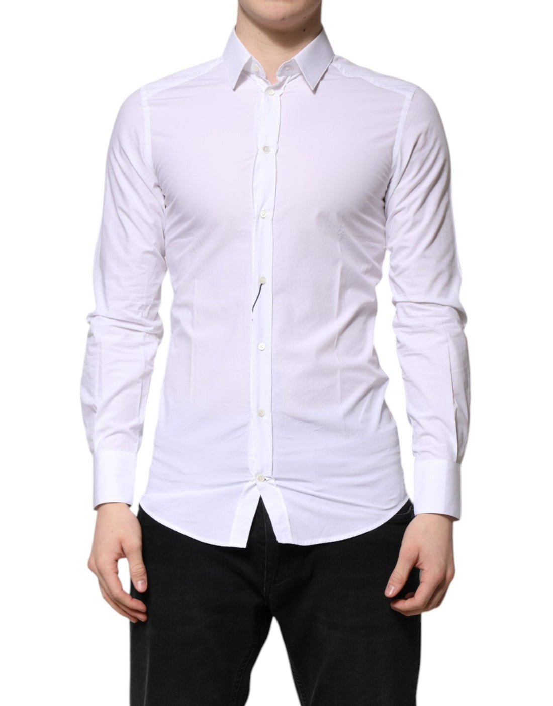 Dolce & Gabbana White Cotton GOLD Long Sleeves Formal Shirt - RIMODA