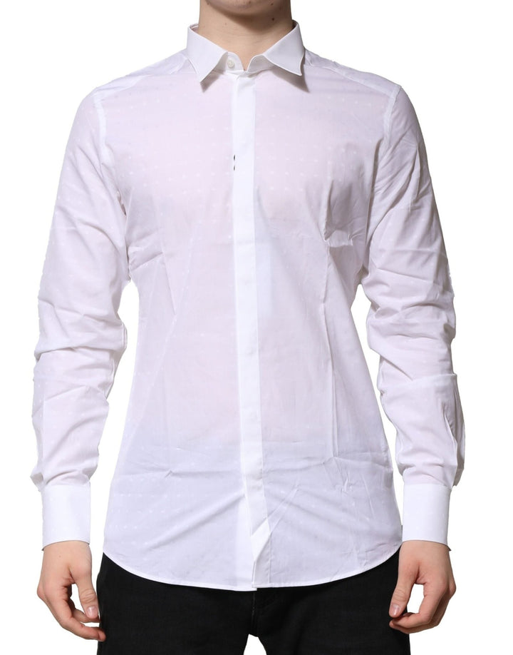 Dolce & Gabbana White Cotton GOLD Long Sleeves Formal Shirt - RIMODA