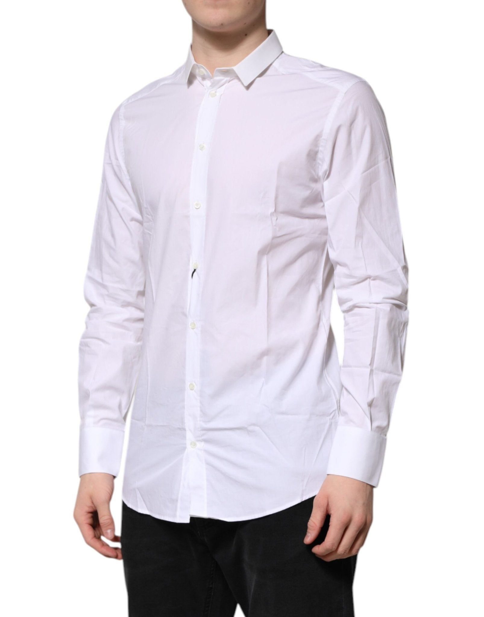 Dolce & Gabbana White Cotton GOLD Long Sleeves Formal Shirt - RIMODA