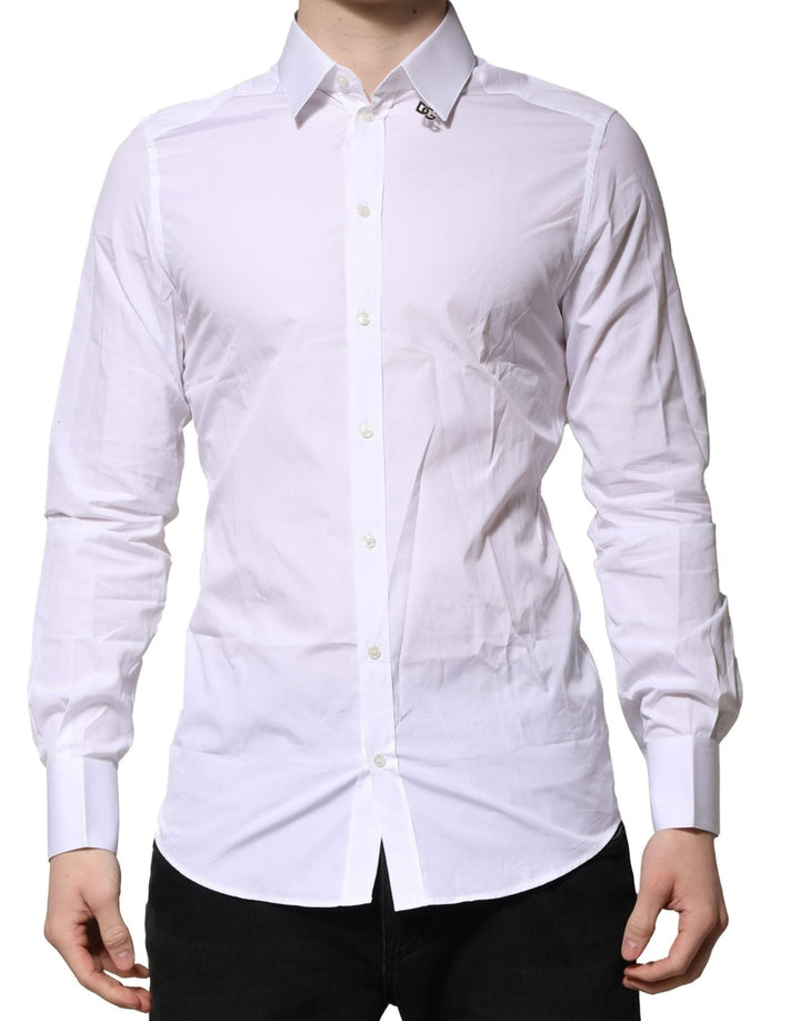 Dolce & Gabbana White Cotton GOLD Long Sleeves Formal Shirt - RIMODA